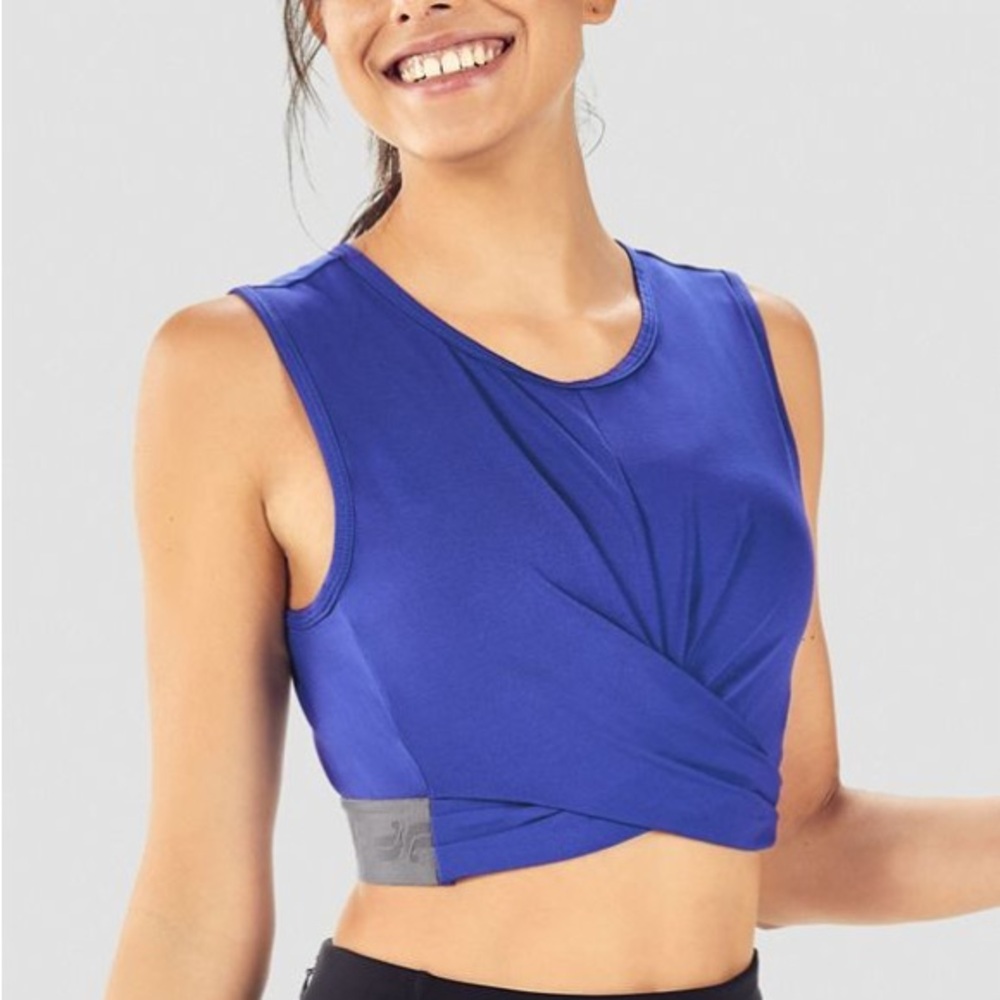 Fabletics Twist Front Crop Tank - Blue